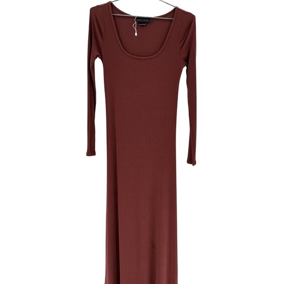 Hatch The Longsleeve Brown Rayon Rib Dress Size 2 - Picture 2 of 4